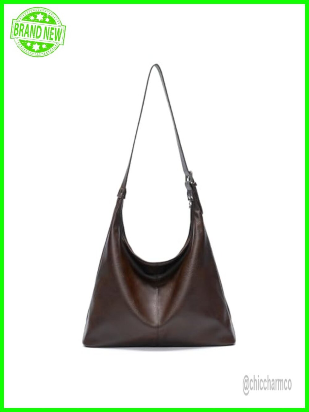 Large Vegan Leather Hobo Bag Slouchy Shoulder Purse Work Handbag